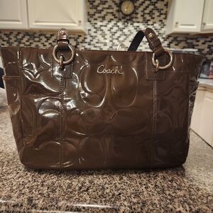 Coach Olive Patent Leather Tote Bag